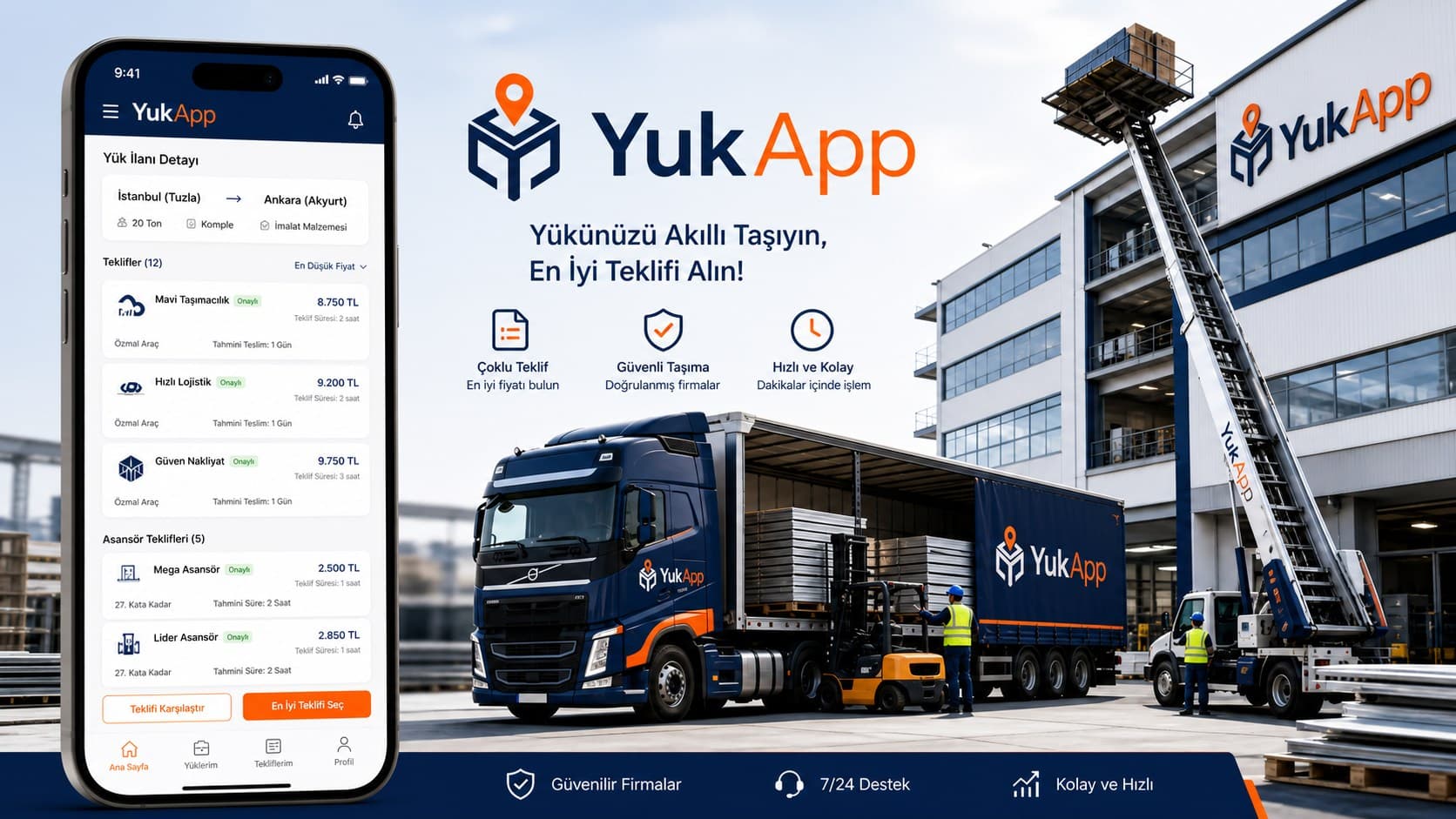 Yükünü akıllı taşı, en iyi teklifi al — YukApp uygulaması